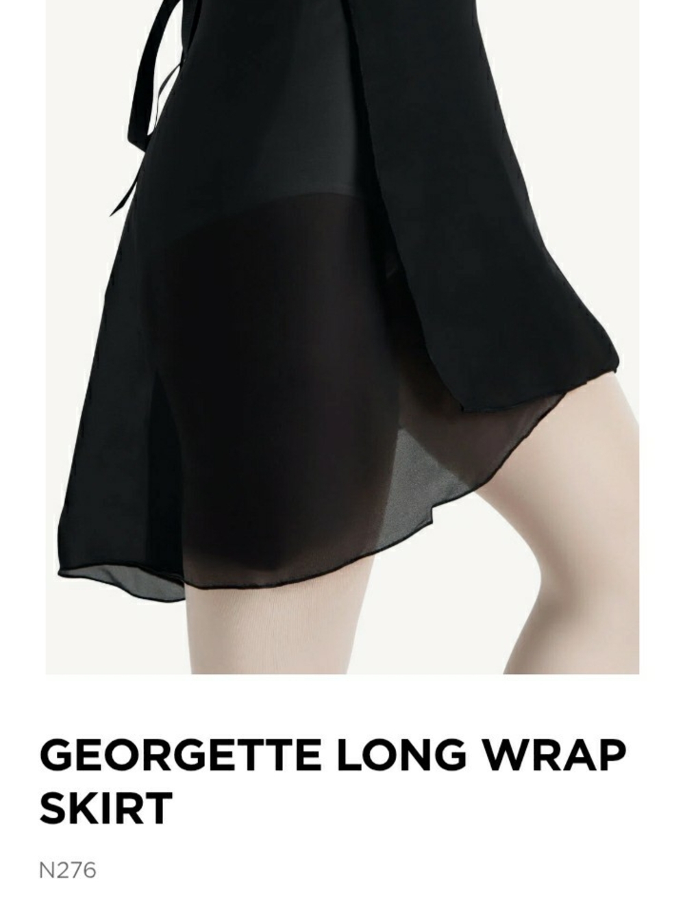 Capezio Black Asymmetrical Georgette Wrap Skirt